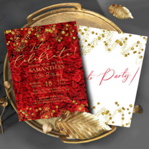 Red Turkish Roses Birthday Party Invitation
