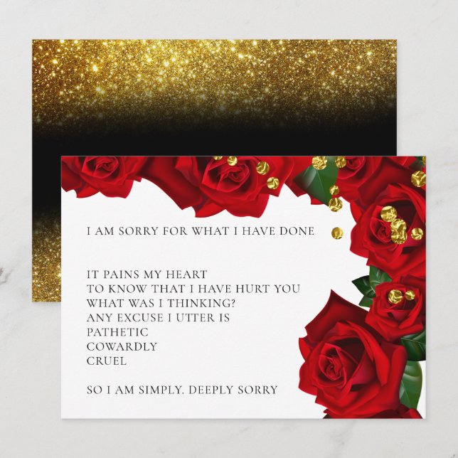 Red Turkish Roses I’m sorry apology Card (Front/Back)
