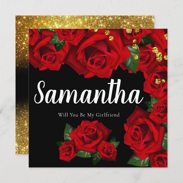 Red Turkish Roses will you be my girlfriend Card (Front/Back)