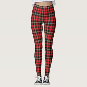 Red Turquoise Brown Tartan Plaid Pattern Leggings