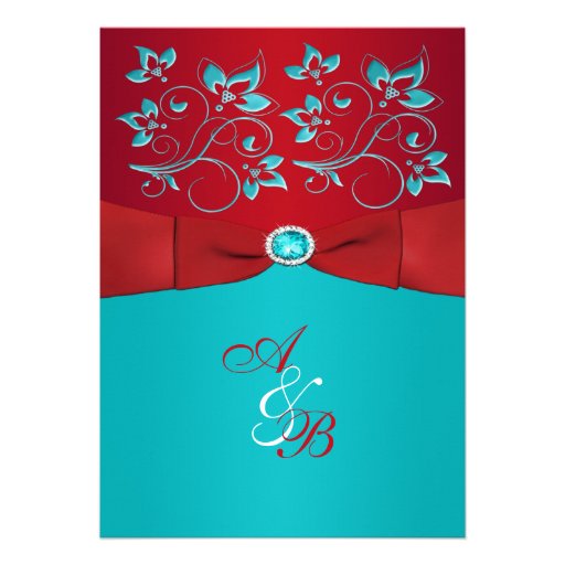 Turquoise And Red Wedding Invitations 10