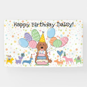 Red Tuxedo Cockapoo Cavapoo Dog Birthday Party Banner