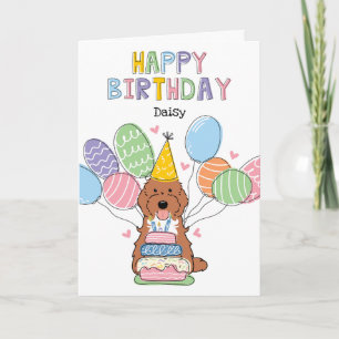 Red Tuxedo Cockapoo Cavapoo Dog Happy Birthday Card