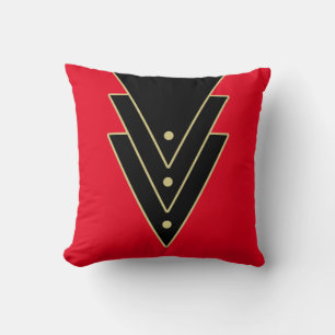 Red Tuxedo Modern Art Deco Throw Pillow