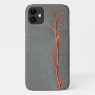Red Twig Grey Concrete Texture iPhone 11 Case