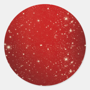 Red twinkle background. classic round sticker