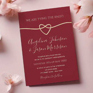 Red Tying the Knot Modern Wedding Invitation