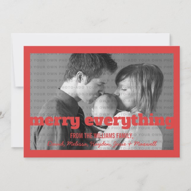 Red Typography Merry Everything Photo Card (Front)