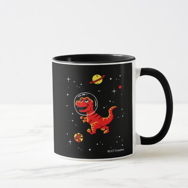 Red Tyrannosaurus Rex Dinos In Space Mug (Right)