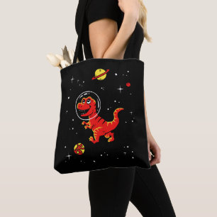 Red Tyrannosaurus Rex Dinos In Space Tote Bag
