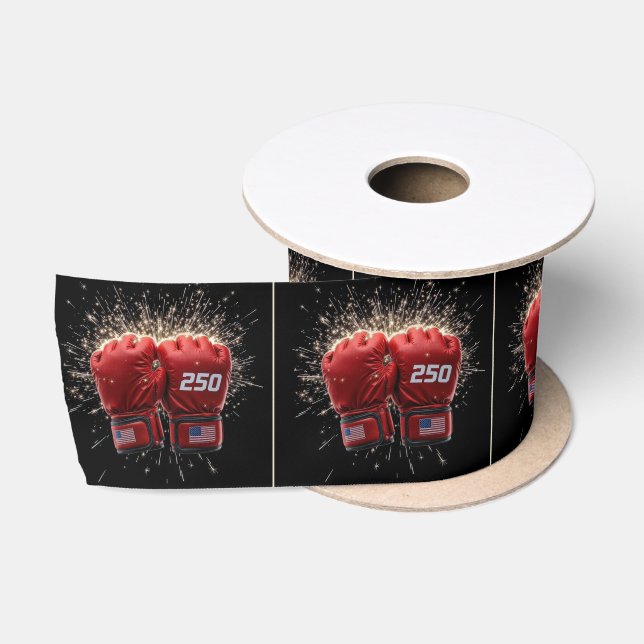 Red UFC Fight Gloves For USA 250th Birthday Satin Ribbon (Spool)