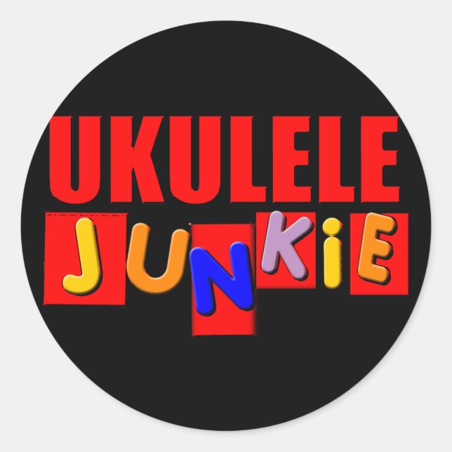 Red Ukulele Classic Round Sticker (Front)