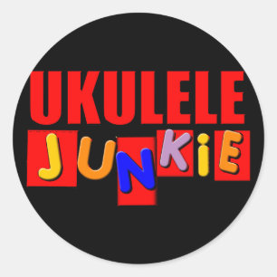 Red Ukulele Classic Round Sticker