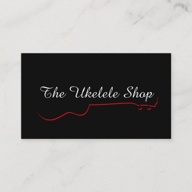 Red Ukulele Contour Business Card (Front)