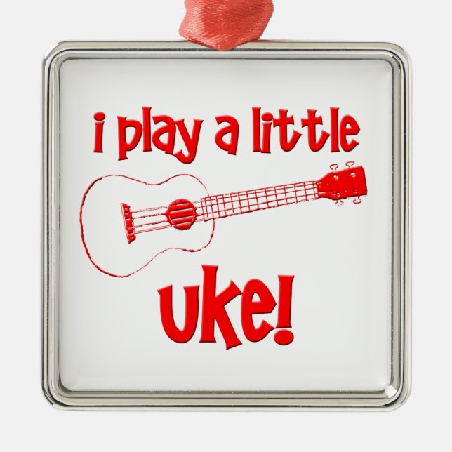 Red Ukulele Metal Ornament (Front)