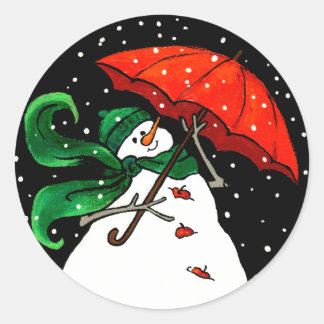 RED UMBRELLA CLASSIC ROUND STICKER