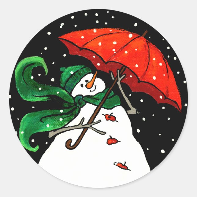 RED UMBRELLA CLASSIC ROUND STICKER (Front)