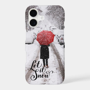 Red Umbrella in Winter Wonderland – Let It Snow