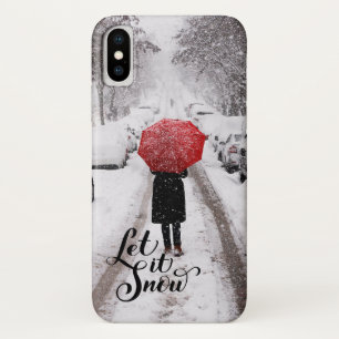Red Umbrella in Winter Wonderland – Let It Snow Case-Mate iPhone Case
