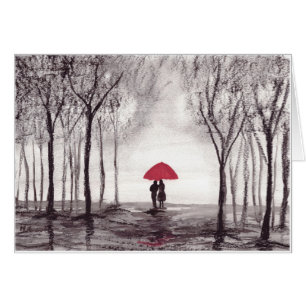 Red umbrella love couple