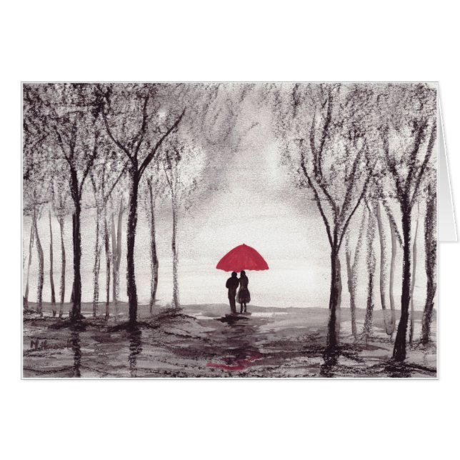 Red umbrella love couple (Front Horizontal)