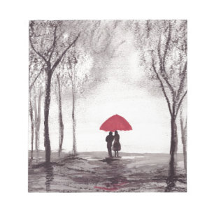 Red umbrella love couple notepad