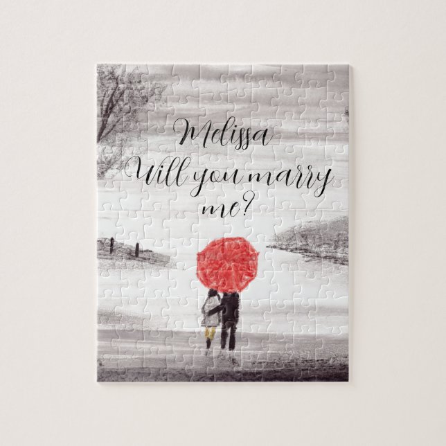 Red umbrella love couple Wedding Engagement Cute  Jigsaw Puzzle (Vertical)