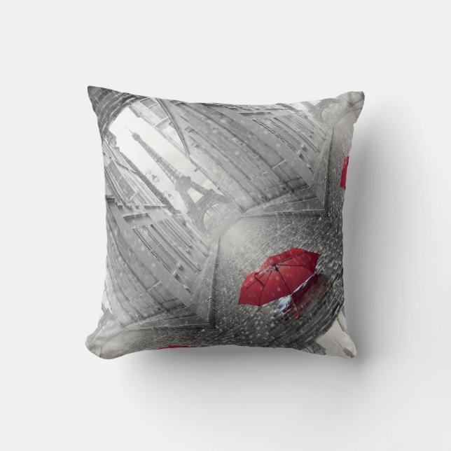 Red Umbrella Throw Pillow (Front)