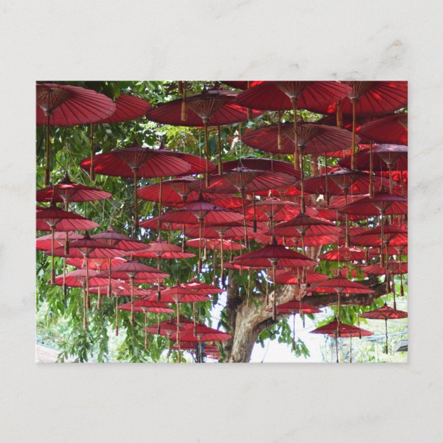 Red Umbrellas in the Sky - Asian Postcard (Front)