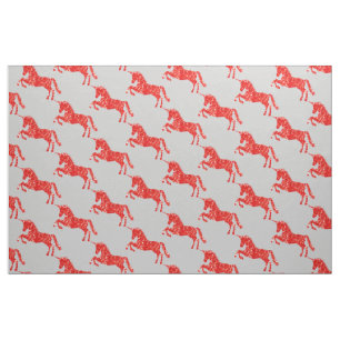 Red Unicorn fantasy mystical Fabric
