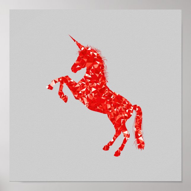 Red Unicorn mystical creature Poster (Front)