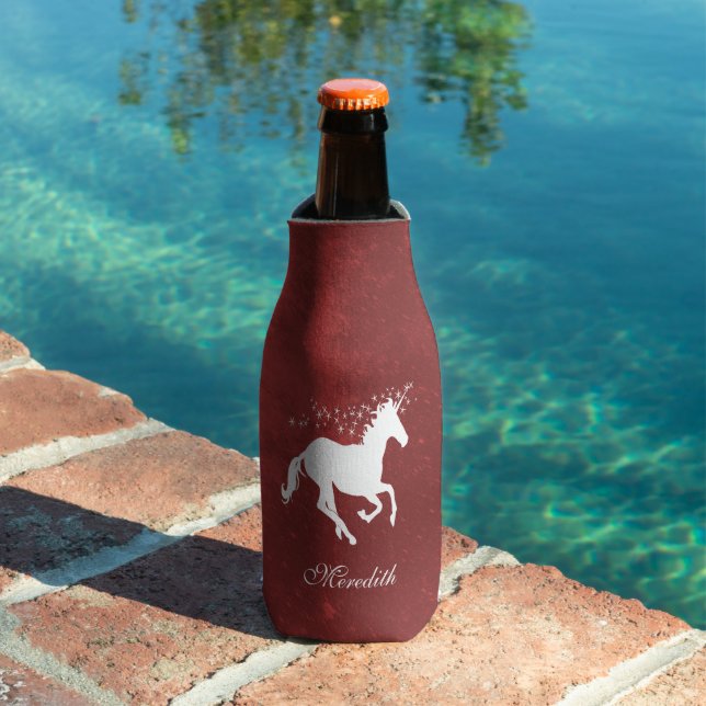 Red Unicorn Personalized Bottle Cooler (In Situ Pool)
