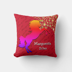Red UNICORN Personalized Keepsake Throw Pillow