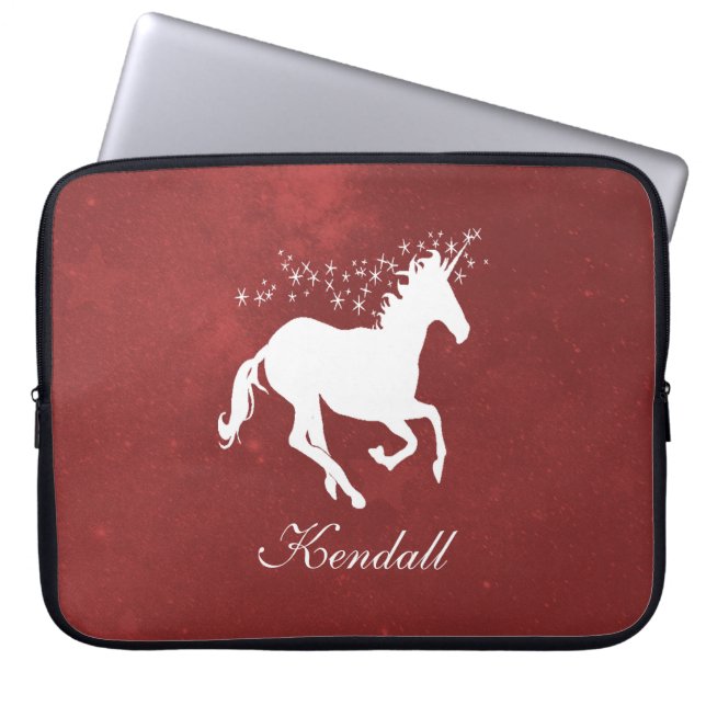 Red Unicorn Personalized Laptop Sleeve (Front)