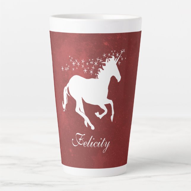 Red Unicorn Personalized Latte Mug (Front)