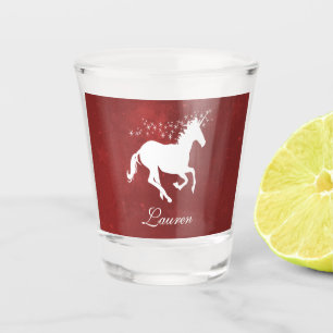 Red Unicorn Personalized Shot glass