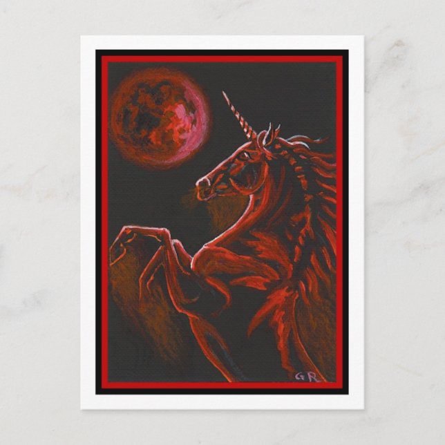 Red Unicorn Postcard (Front)