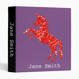 Red unicorn young girl's student folder binder