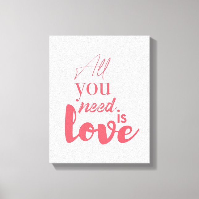 Red, urban graphic design "All you need is love" Canvas Print (Front)