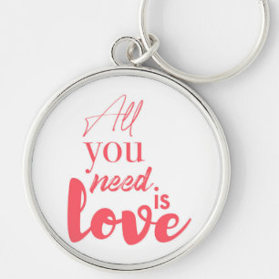 Red, urban graphic design "All you need is love" Keychain
