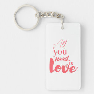 Red, urban graphic design "All you need is love" Keychain