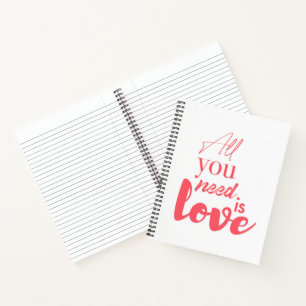 Red, urban graphic design "All you need is love" Notebook