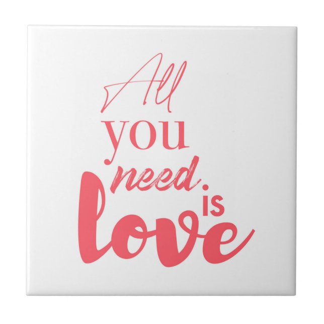 Red, urban graphic design "All you need is love" Tile (Front)