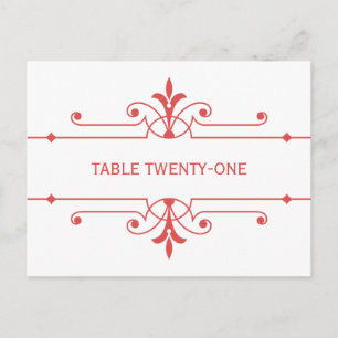 Red v2 Fancy Ornamental Table Number Postcard