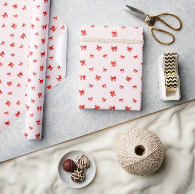Red Valentine Bow Pattern Wrapping Paper (Crafts)