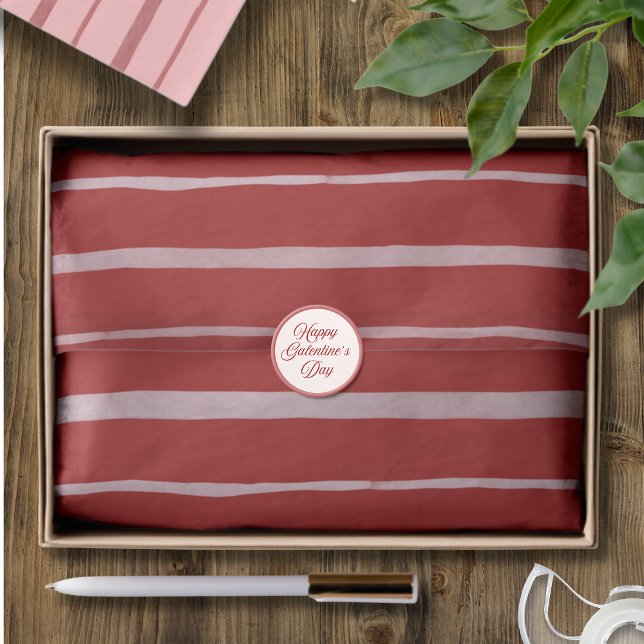 Red Valentine Hand Drawn Stripe Pattern Tissue Paper (Creator Uploaded)