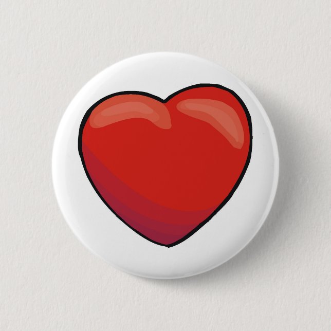 Red Valentine Heart 2 Inch Round Button (Front)