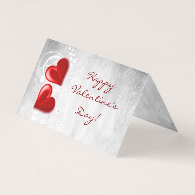 Red Valentine Hearts Folded Card (Front)