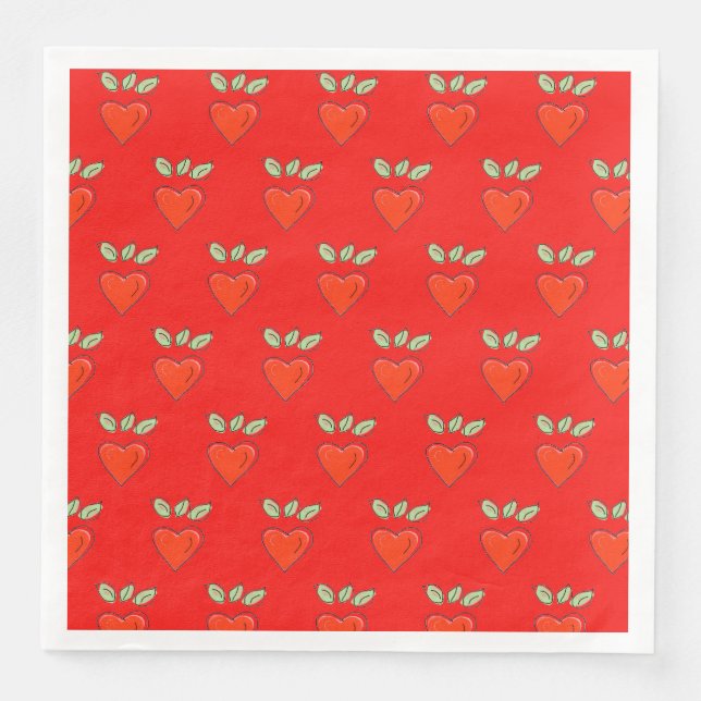 Red Valentine Hearts Napkin (Front)