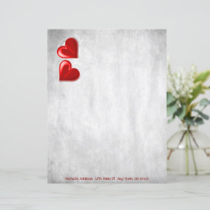 Red Valentine Hearts Personalized Paper Sheet